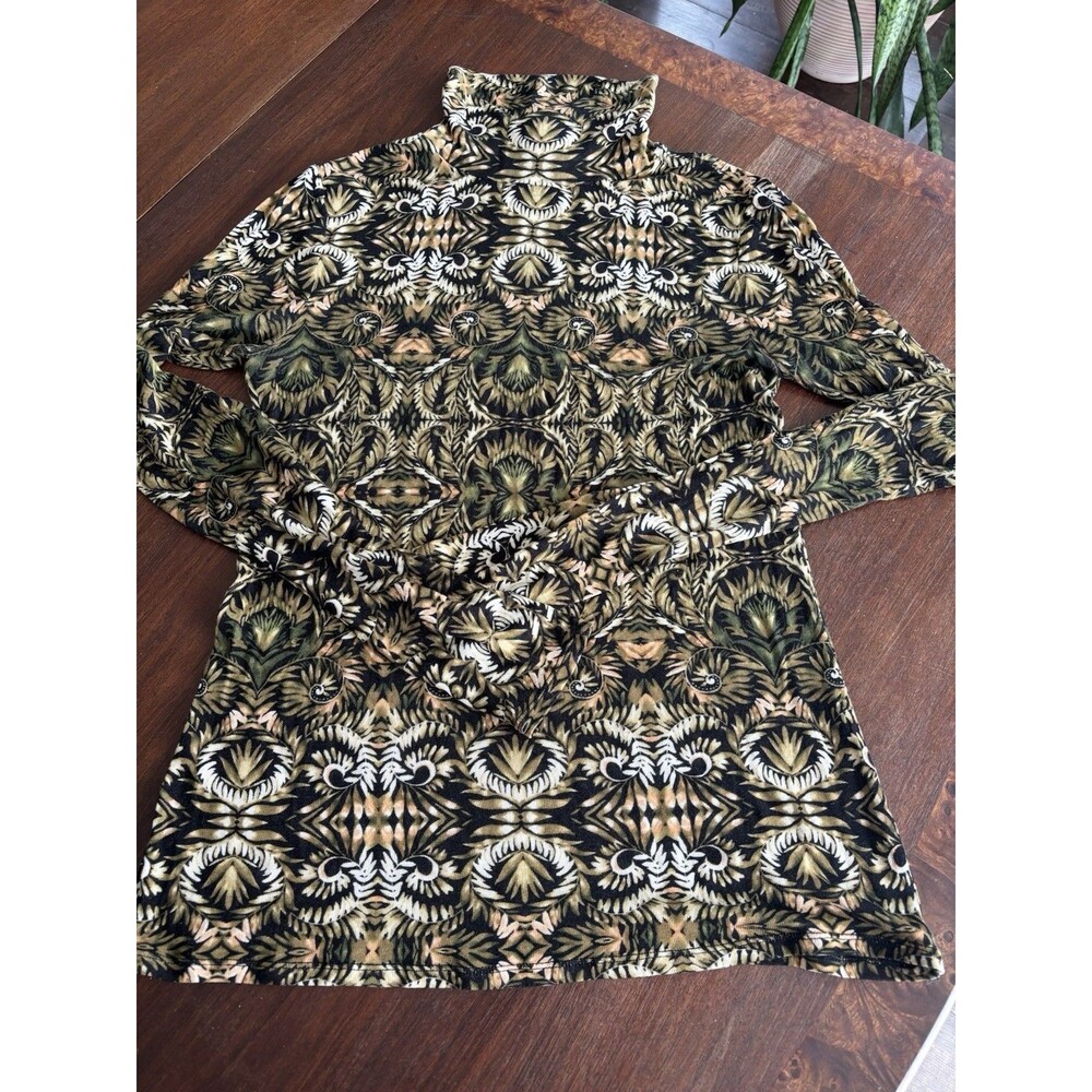 BCBGMAXAZRIA Geometric Print Turtleneck Top Large Tall